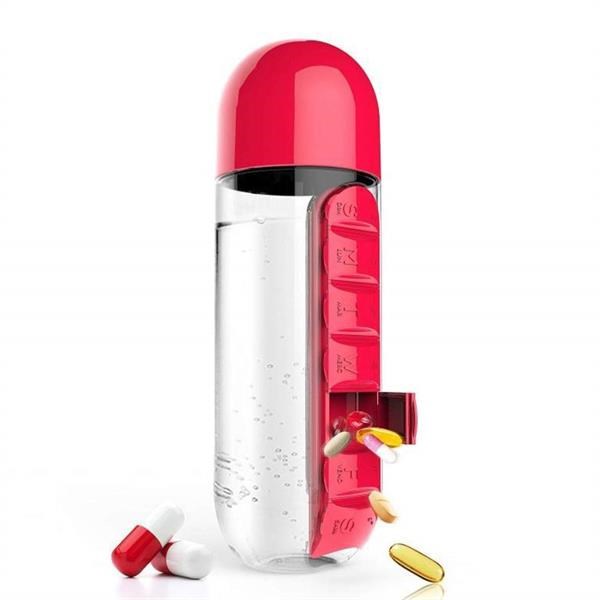 Pill Organizer Water Bottle - Fuschia | Full House Lebanon