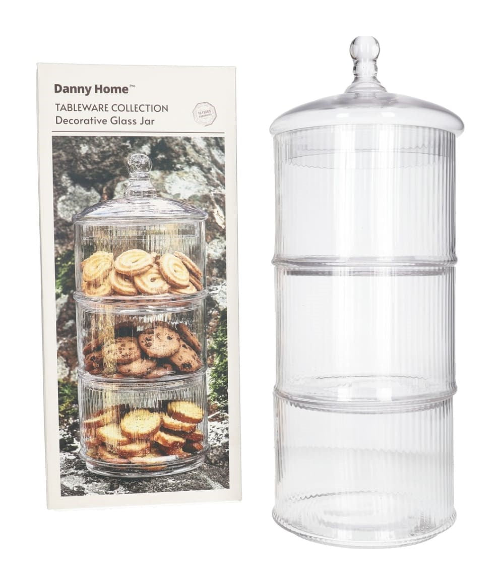 3 Layer Round Glass Cookie Jar | Full House Lebanon