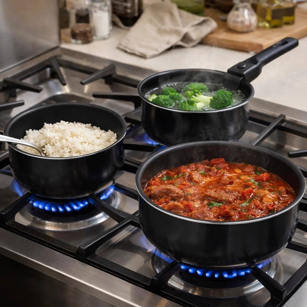 Click & Cook Aluminum  Sauce Pan Set (4 Pcs) | Full House Lebanon