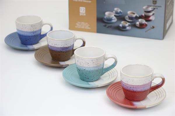 Half-Colored Coffee & Tea Cups (Half a Dozen) - Tea, Aqua | Full House Lebanon