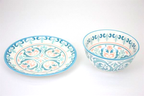 Blue Patterned Dessert Plate & Bowl - Snacks Bowl | Full House Lebanon
