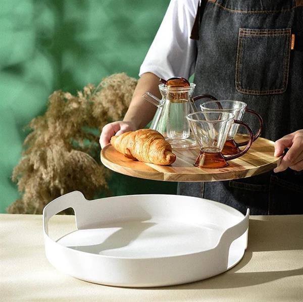 Bamboo Serving Tray - Small, White | Full House Lebanon