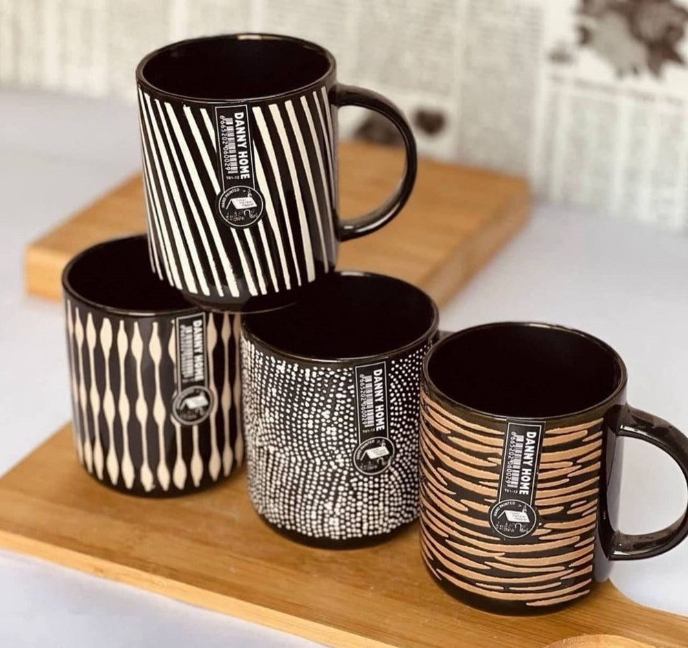 Black Printed Mugs - 4 | Full House Lebanon