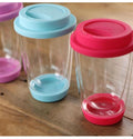 Double Wall Glass Tumbler with a Silicone Lid - Pink | Full House Lebanon
