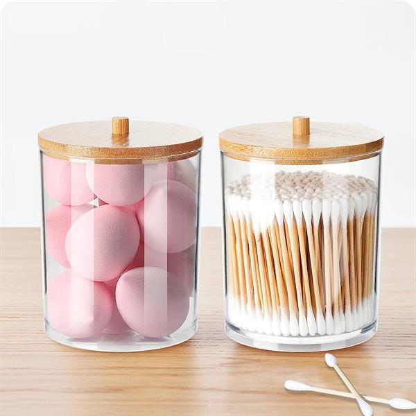 Acrylic Qtip Holder with Bamboo Lid | Full House Lebanon