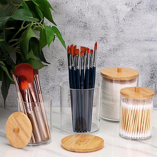 Acrylic Qtip Holder with Bamboo Lid | Full House Lebanon