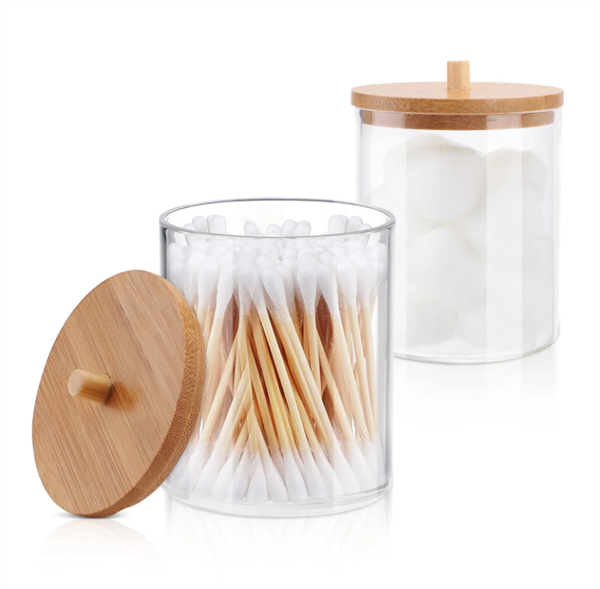 Acrylic Qtip Holder with Bamboo Lid | Full House Lebanon