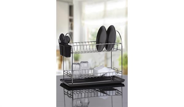 Double Tier Dish Rack Drainer - Black | Full House Lebanon