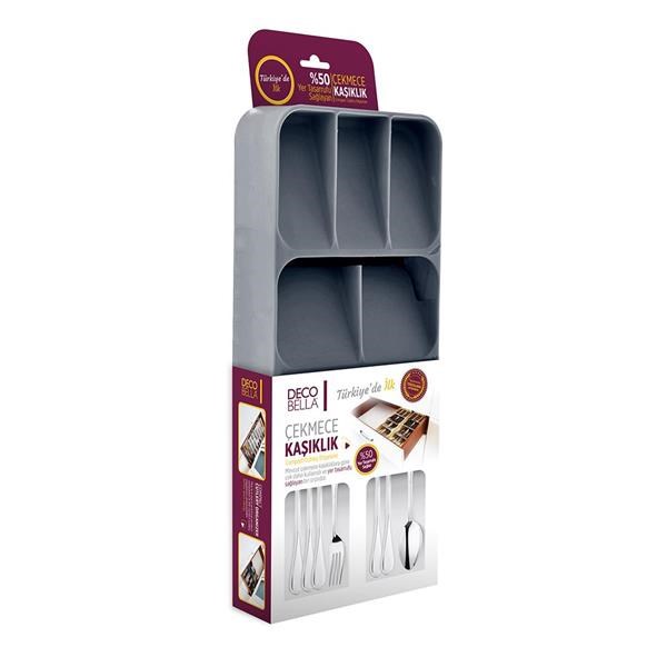 Plastic Compact Cutlery Organizer - 9 compartments, Dark Grey | Full House Lebanon