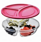 3-Compartment Round Snack Food Container - White | Full House Lebanon