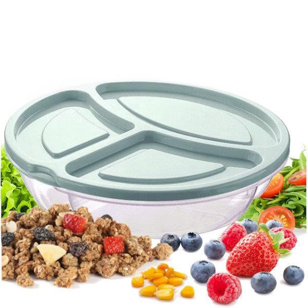3-Compartment Round Snack Food Container - Light Purple | Full House Lebanon