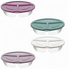 3-Compartment Round Snack Food Container - LightGreen | Full House Lebanon