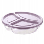 3-Compartment Round Snack Food Container - Light Pink | Full House Lebanon