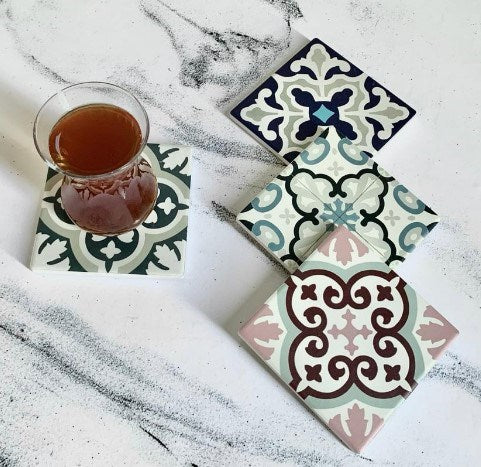 Square Ceramic Coasters (4pcs) | Full House Lebanon