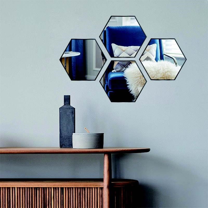 Hexagonal Mirror (6 Pcs) - Silver | Full House Lebanon