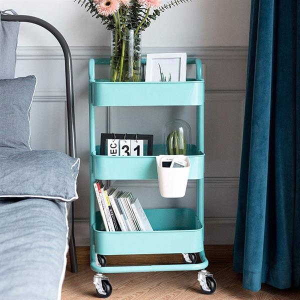 3-Tiers Plastic Basket Rolling Cart - Black | Full House Lebanon