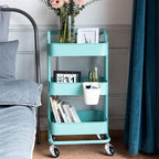 3-Tiers Plastic Basket Rolling Cart - Black | Full House Lebanon