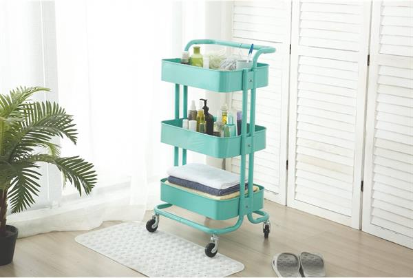 3-Tiers Metal Rolling Cart - Pink | Full House Lebanon