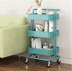 3-Tiers Metal Rolling Cart - White | Full House Lebanon
