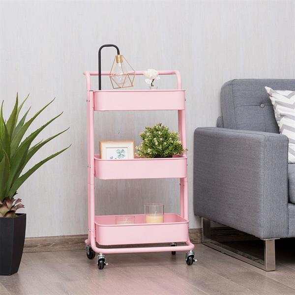 3-Tiers Metal Rolling Cart - Black | Full House Lebanon