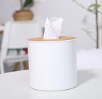 Plastic Tissue Box with Bamboo Lid - Beige | Full House Lebanon