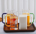 Square Glass Cup with Colored Handle - Brown | Full House Lebanon