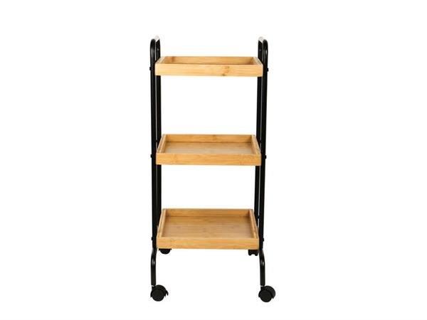 3 -Tier Wood & Black Rolling Cart | Full House Lebanon