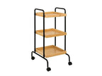 3 -Tier Wood & Black Rolling Cart | Full House Lebanon