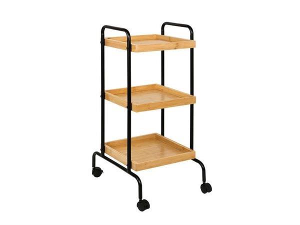 3 -Tier Wood & Black Rolling Cart | Full House Lebanon
