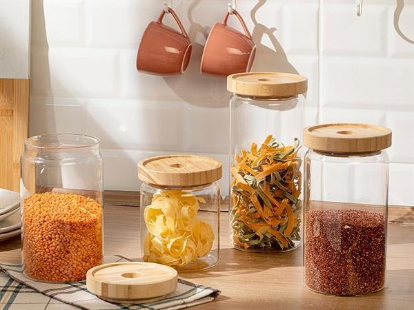 Bamboo-Lid Glass Containers - Large | Full House Lebanon