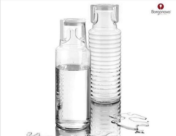 Borgonovo Glass Bottle with White Lid - Imbossed | Full House Lebanon