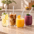 Reusable Glass Straw Set with Cleaning Brush (5 Pcs) | Full House Lebanon