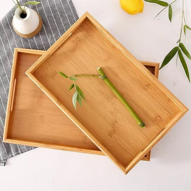 Rectangular Bamboo Serving Tray with Handles | Full House Lebanon