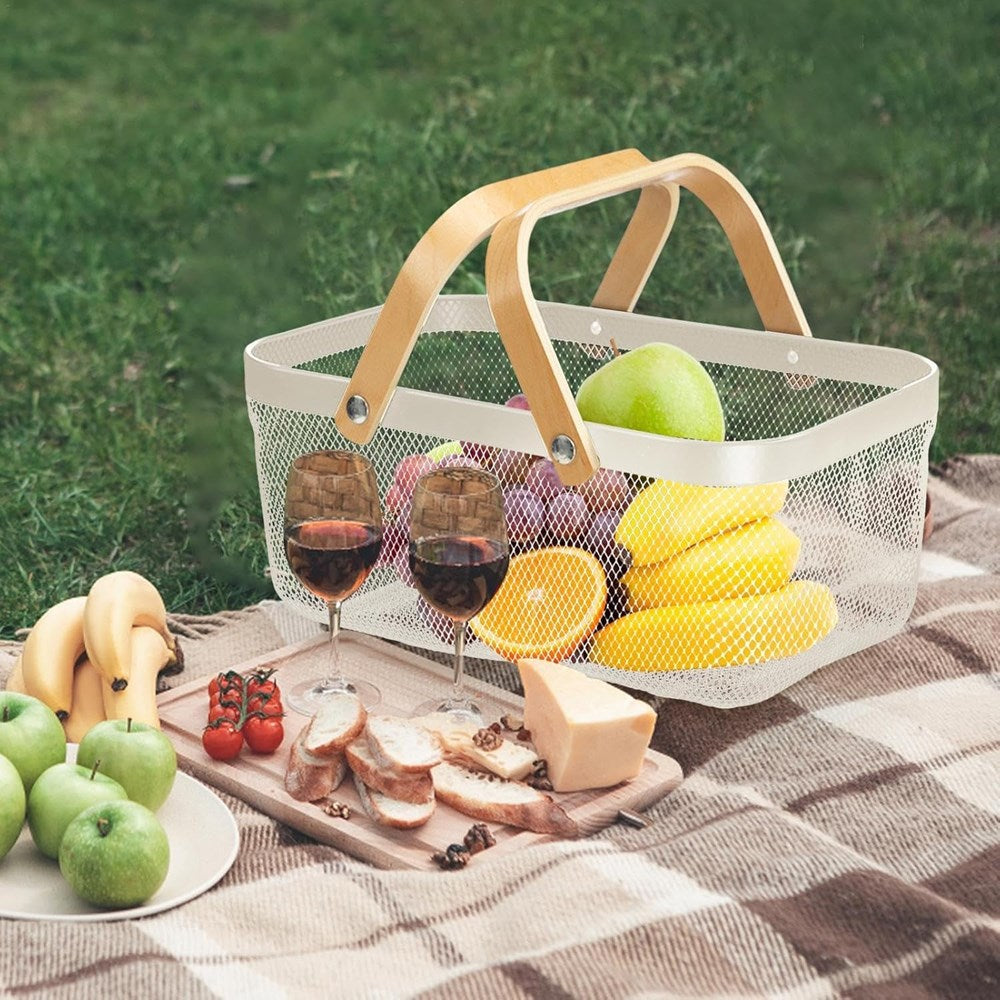 Rectangular Metal Fruit Basket - Grey | Full House Lebanon