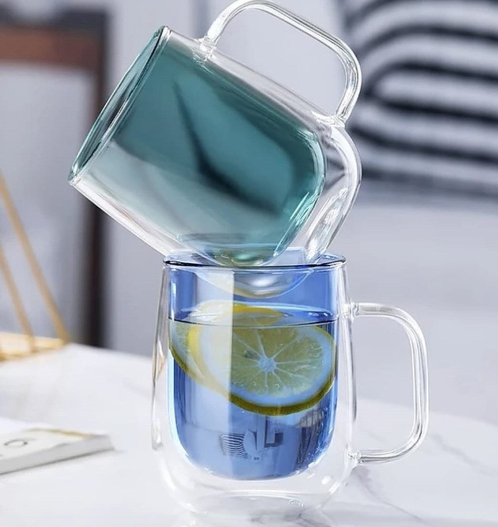 Double-wall Glass Mug 350 ml - Grey | Full House Lebanon