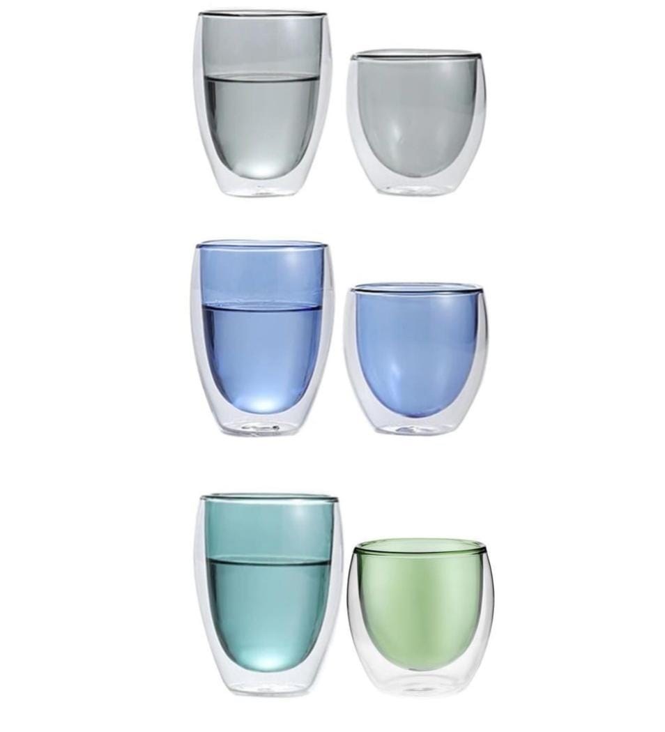 Double -wall Glass Cup - 350 ML, Blue | Full House Lebanon