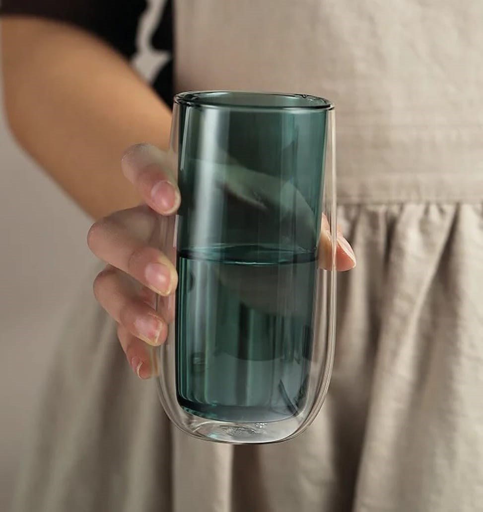 Double-wall Glass Cup - Blue | Full House Lebanon