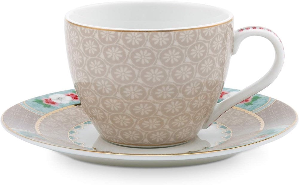Pip Studio Blushing Birds Espresso Cups & Saucers Khaki Set (2 Pcs) | Full House Lebanon