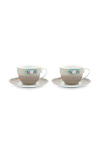 Pip Studio Blushing Birds Cappuccino Cups & Saucers Khaki Set (2 Pcs) | Full House Lebanon