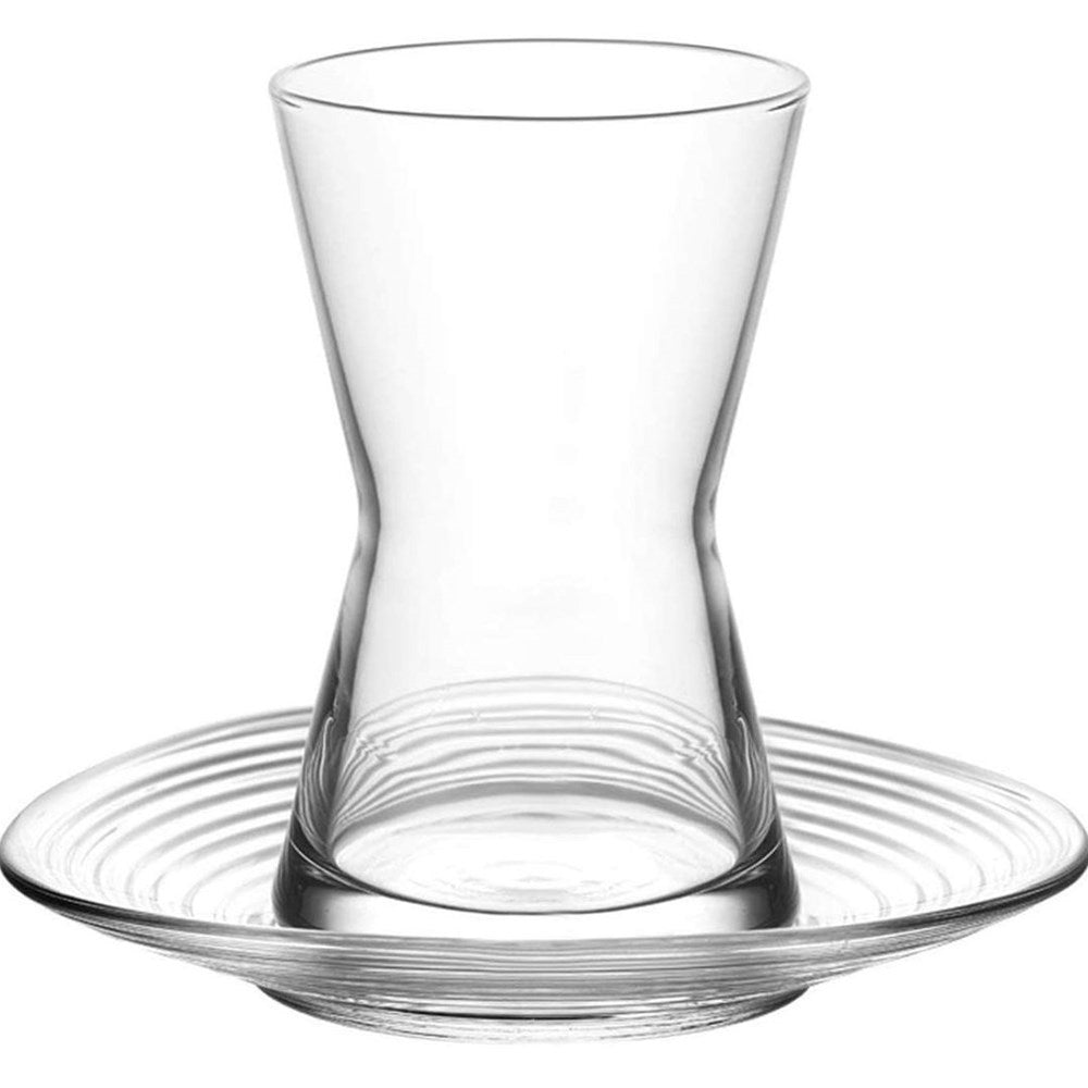 DERIN Glass Tea Cup /Saucer Set (Half a Dozen) | Full House Lebanon