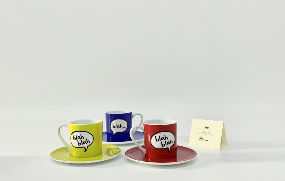 Rosanna Blah-Blah Espresso Cup & Saucer Set (6 Pcs) | Full House Lebanon