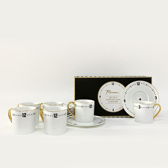 Rosanna Clock Espresso Cup & Saucer Set (12 Pcs) | Full House Lebanon