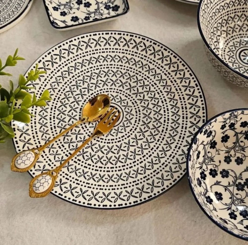 Navy Blue Patterned Dinnerware - Snack Bowl | Full House Lebanon
