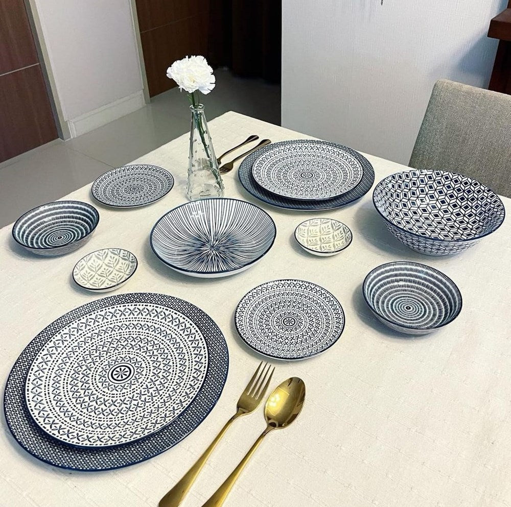 Navy Blue Patterned Dinnerware - Dessert Plate | Full House Lebanon