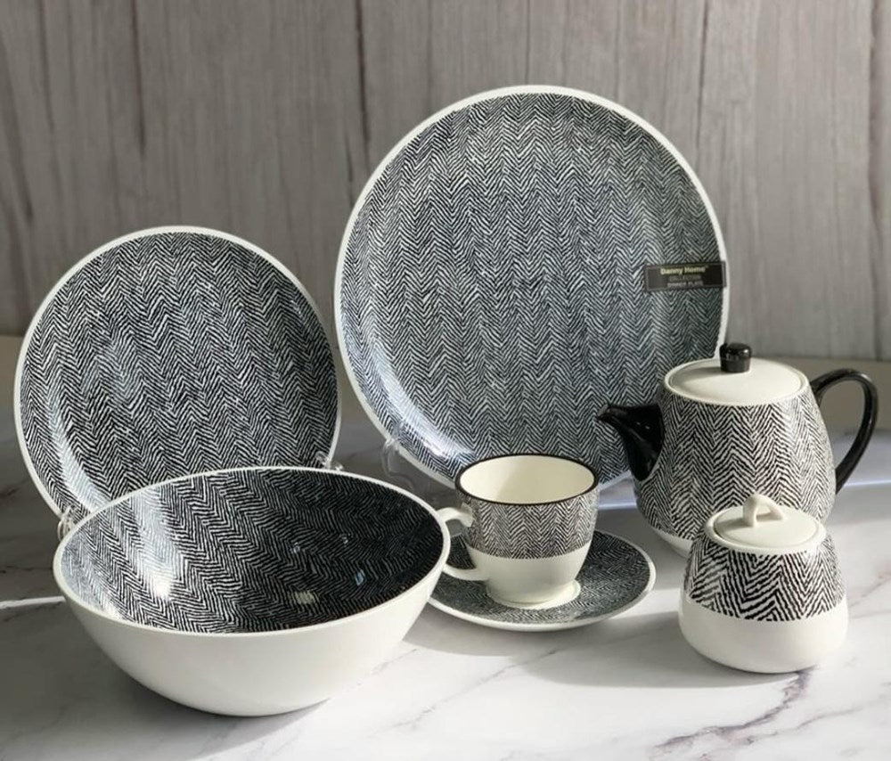 Black & White Porcelain Dinnerware - Bowl | Full House Lebanon