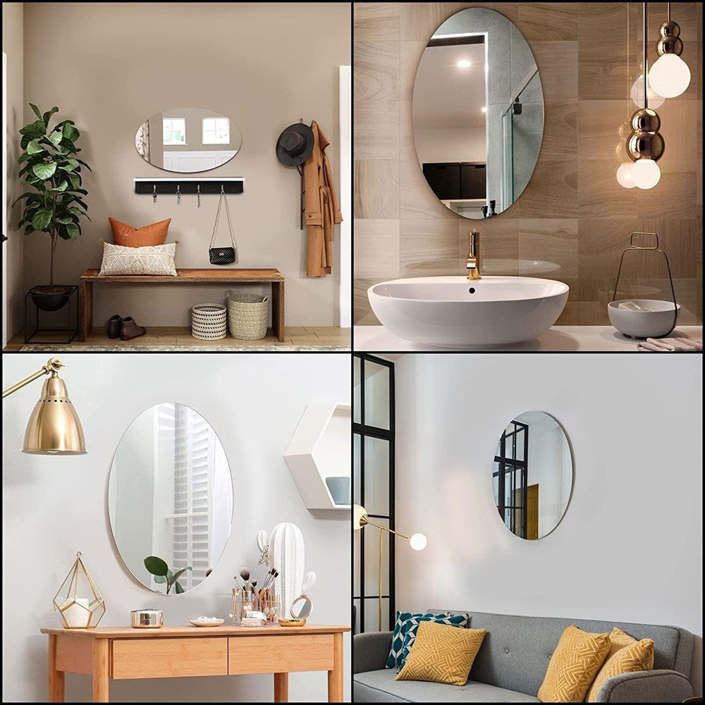 Self Adhesive Non Glass Oval Mirror - Large | Full House Lebanon