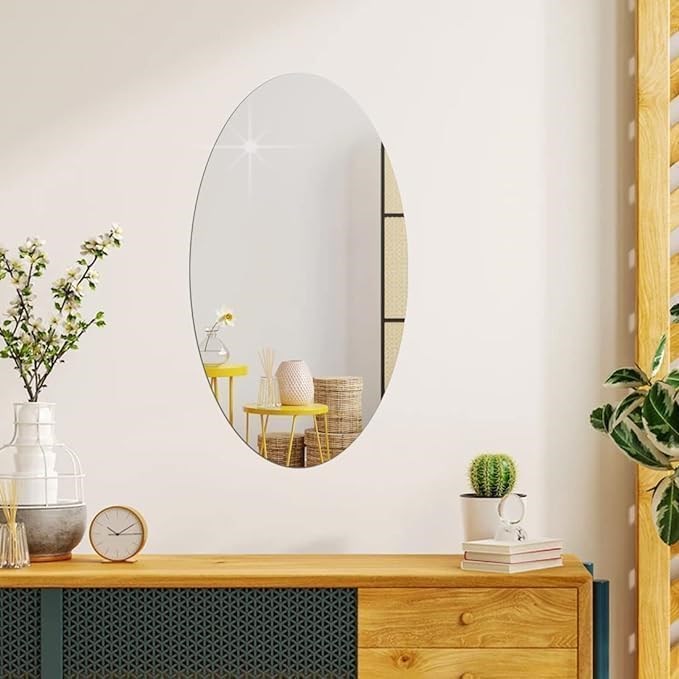 Self Adhesive Non Glass Oval Mirror | Full House Lebanon
