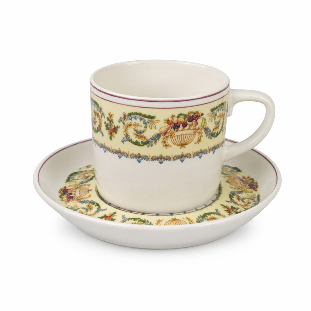 Vintage Floral Espresso Porcelain Cup & Saucer Set