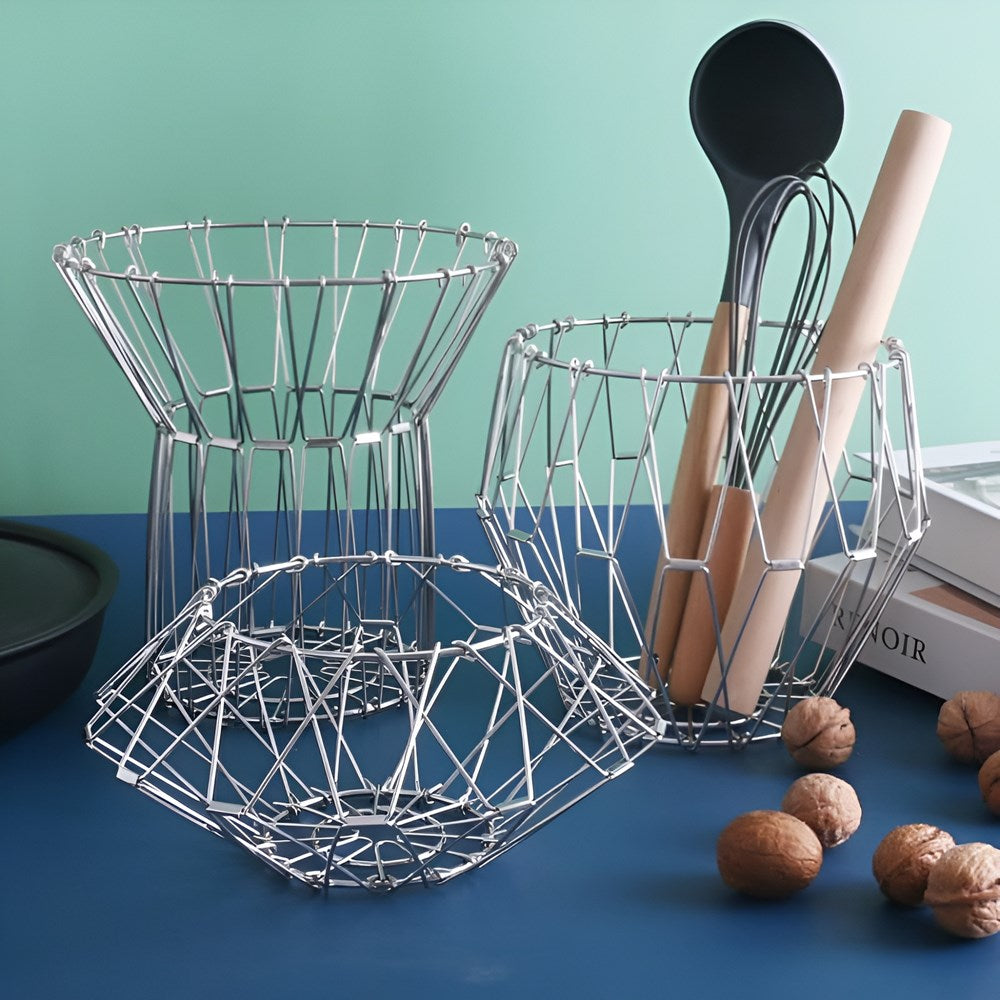 Multipurpose Stainless Steel Folding Fruit and Vegetable Basket - Black | Full House Lebanon