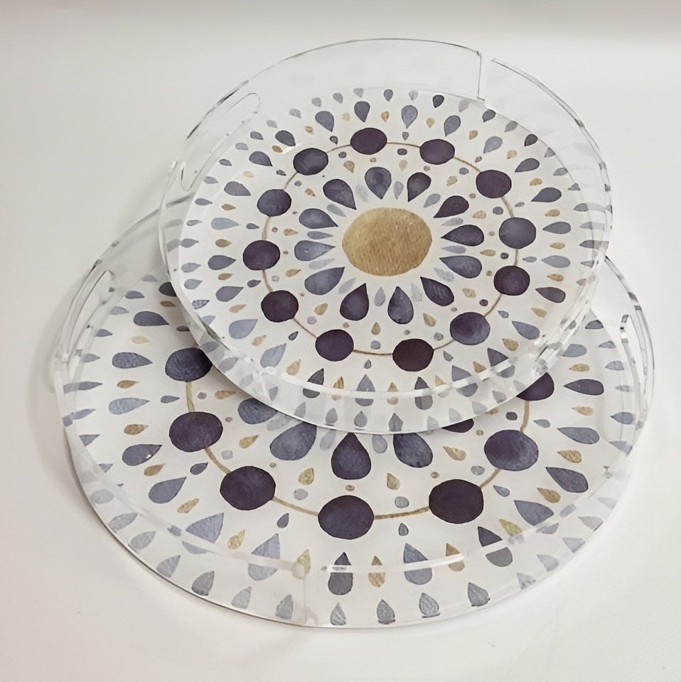 Round Acrylic Printed Serving Tray Set (2 Pcs) - 2 | Full House Lebanon